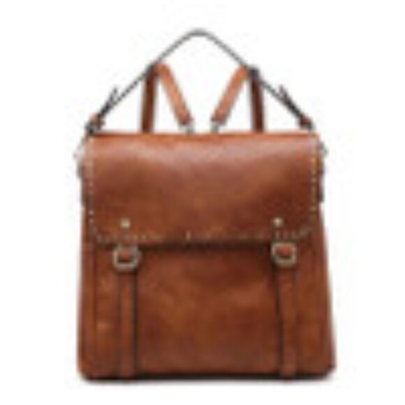 Jen & Co Indigo Vegan Leather Backpack/Shoulder bag Light Brown/Tan - Picture 1 of 15